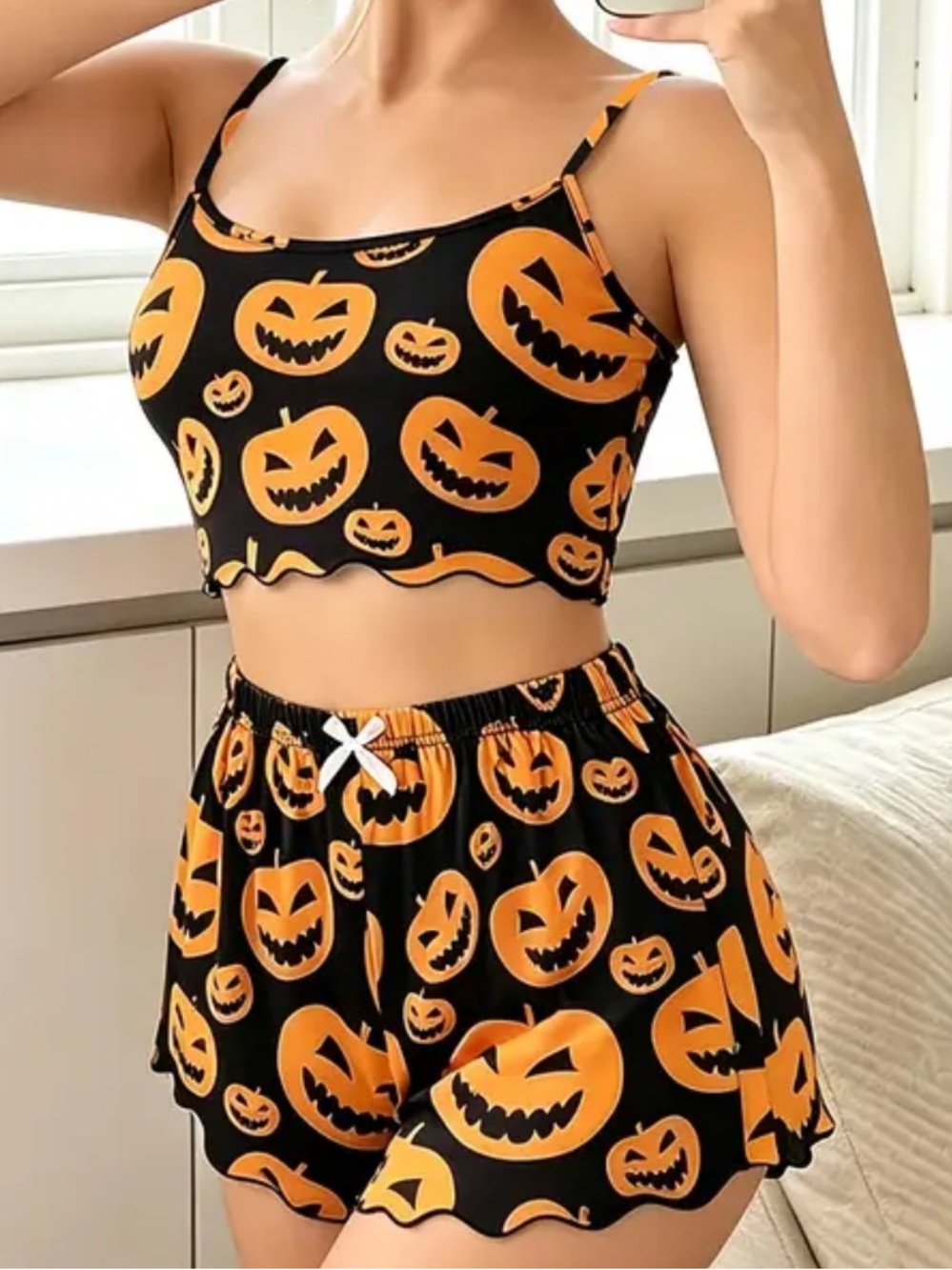 Black & Orange, Halloween Print, Pajama Set